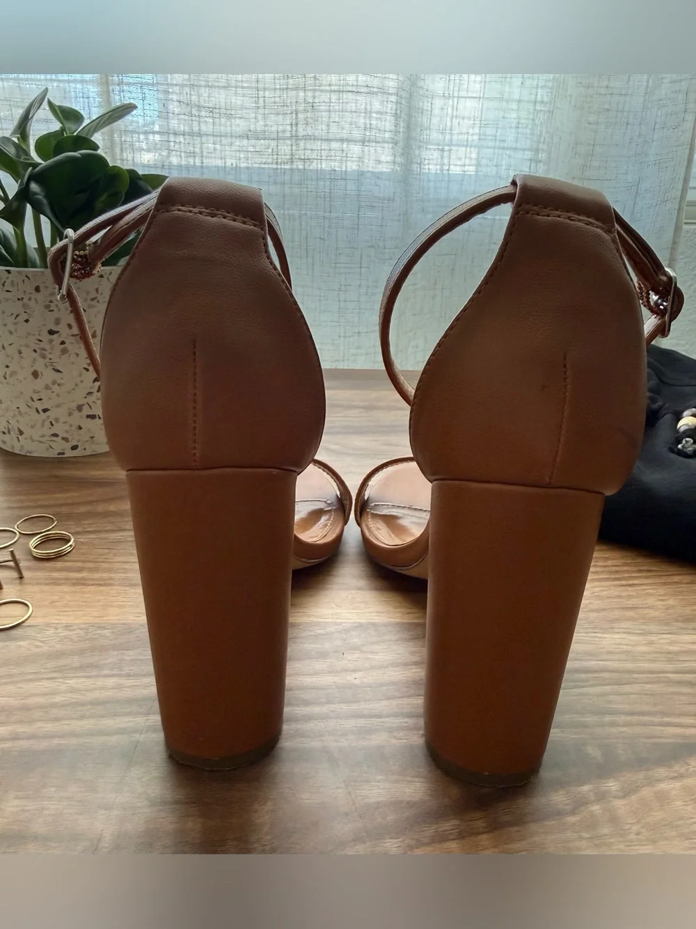 Taylor Camel Ankle Strap Heel Sandals